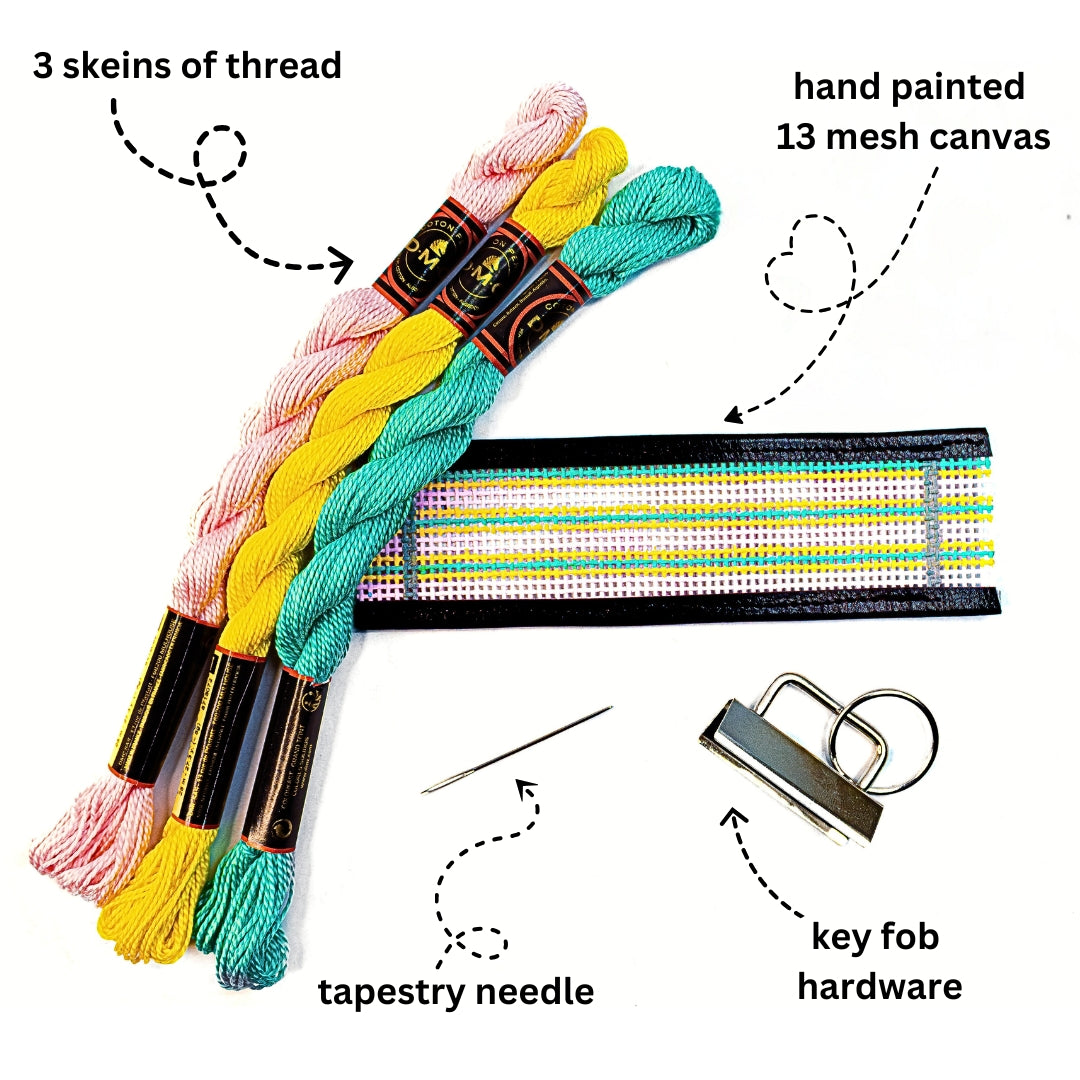 Needlepoint Key Fob Kit - pink